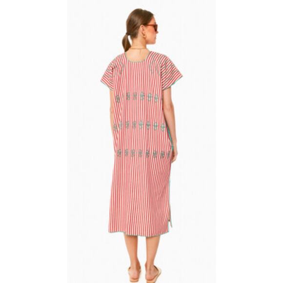 Tuckernuck Oversized Red Stripe Sullivan Embroidered Canvas Caftan Size XS - Picture 2 of 13